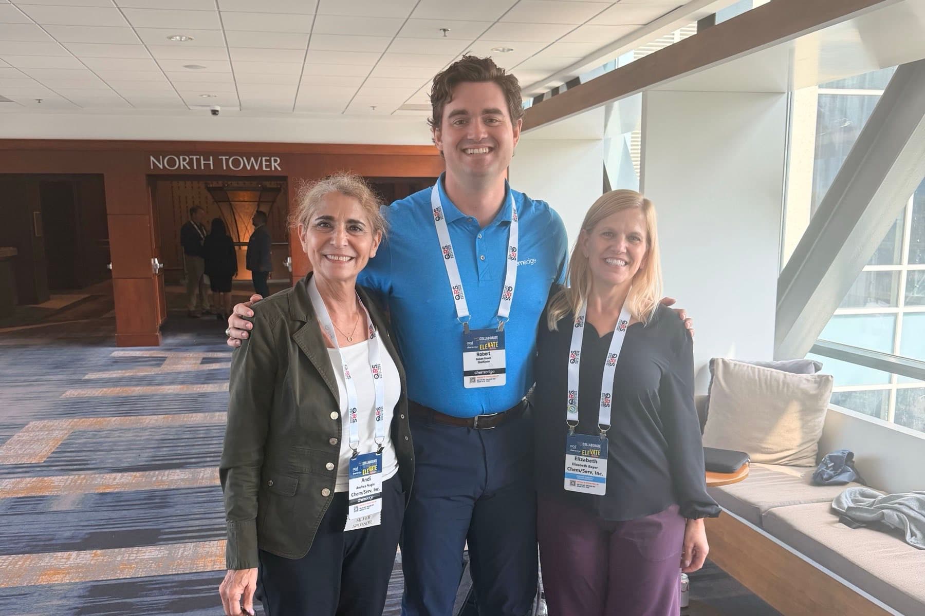 Andi Nagle and Elizabeth Bayer of Chem/Serv with Robert Brown of ShelfCycle at ACD's ChemEdge conference
